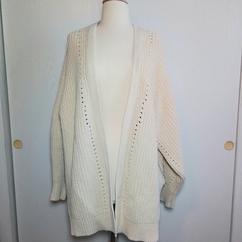 Free People Dare to Dream Cardigan Sweater Oversized Longline Cream M - Picture 2 of 7